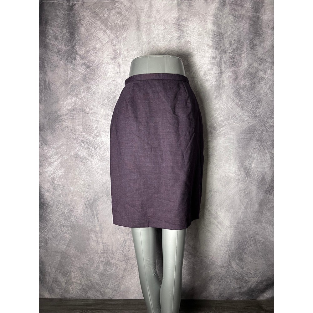 Vintage Casual Corner Wool Pencil Skirt Deep Plum Purple Size 10 Fully Lined